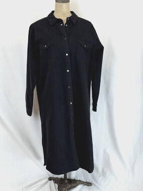 NWT Soya Concept BOUTIQUE Black Denim Snap Front Dress / Jacket #0412 Size XL